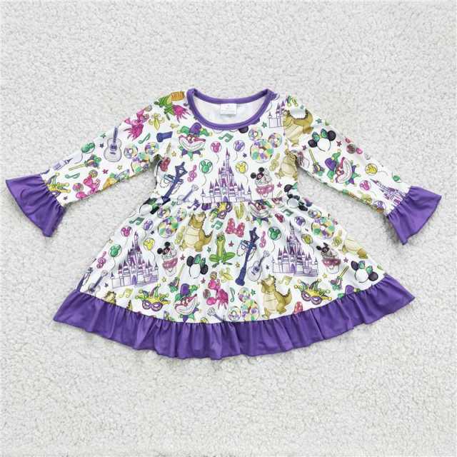 GLD0180 Girls Carnival Mask Castle Long Sleeve Dress