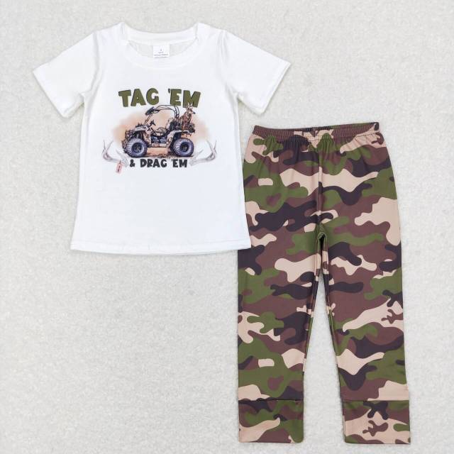 BSPO0234 tag off-road vehicle white short-sleeved camouflage Pants Suit