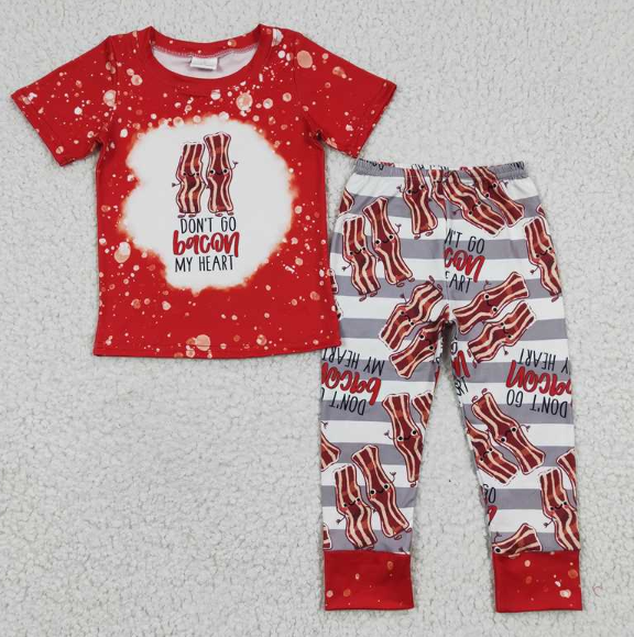BSPO0079 Boys Bacon Bacon Red Short Sleeve Pants Suit