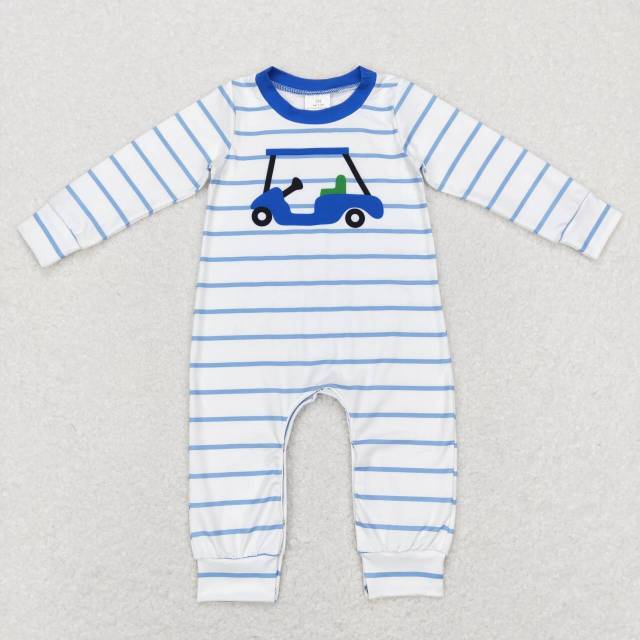 LR0848 Sightseeing car blue and white striped long-sleeved jumpsuit