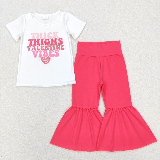 GSPO1128 thick thighs valentine vibes letter love white short sleeve red pants suit
