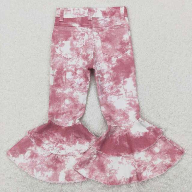 P0399 Pink tie-dye double lace jeans