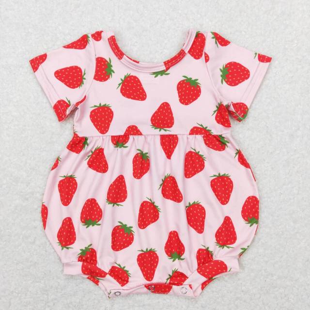 SR0535 Strawberry Pink Short Sleeve Jumpsuit