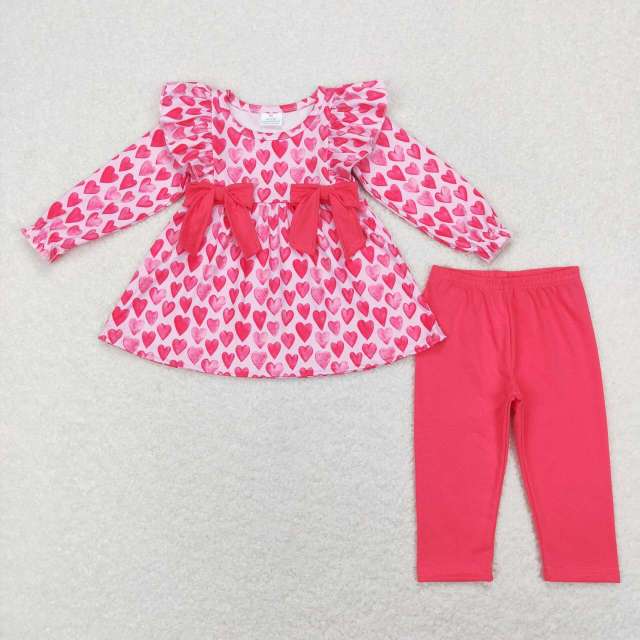 GLP1108 Love rose red bow pink long-sleeved Pants Suit