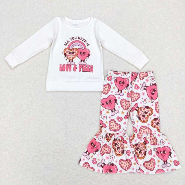 GLP1119 love pizza letters rainbow love white long sleeve Pants Suit