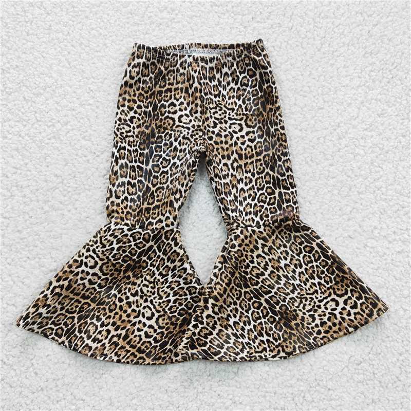 P0050 leopard print flared leather pants