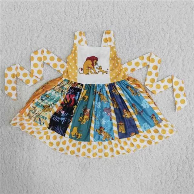 B13-10 Yellow lion polka dot patchwork skirt