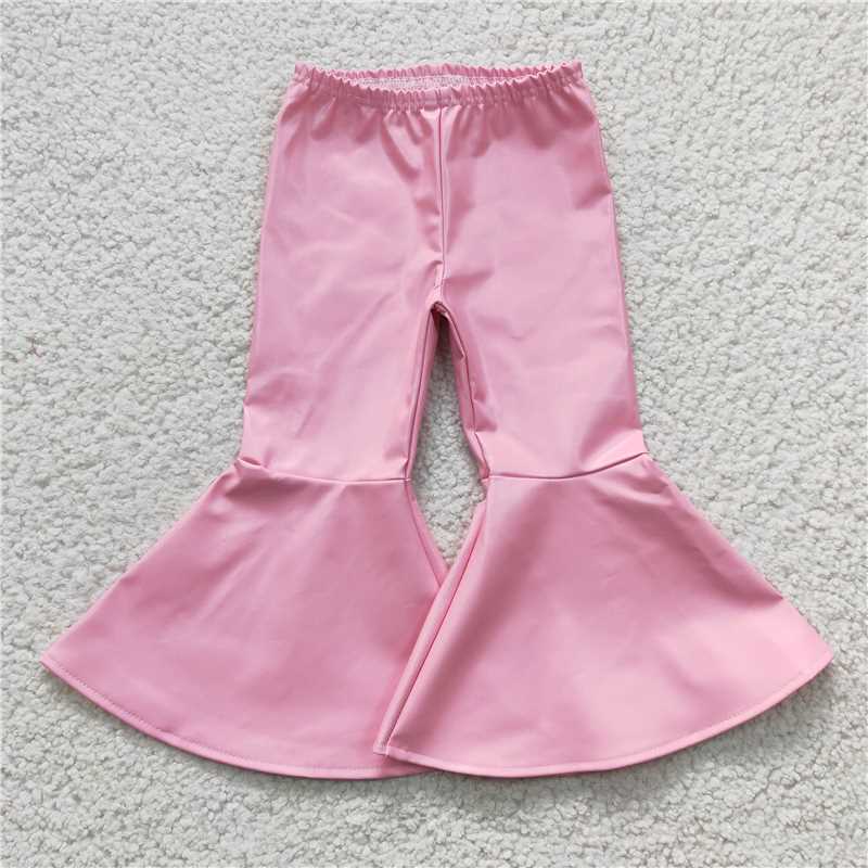 P0049 pink flared leather pants