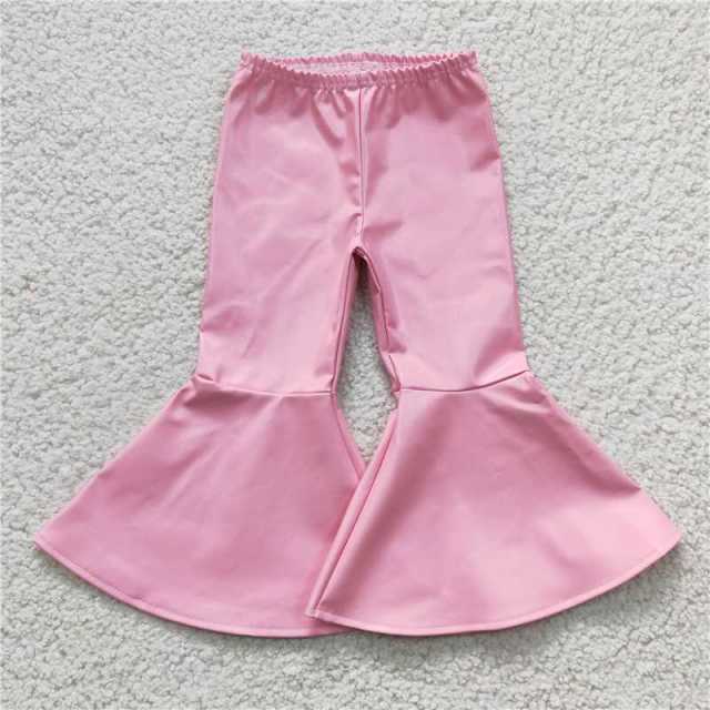 P0049 pink flared leather pants