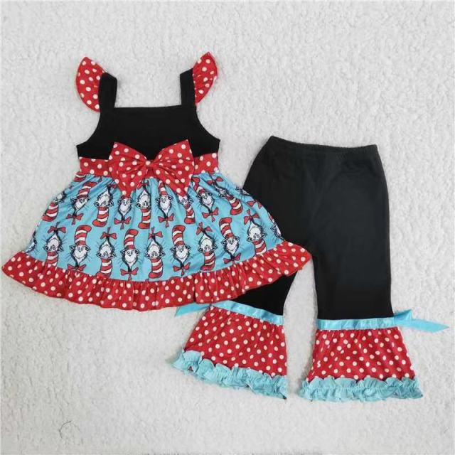 B12-2 Dr Seuss white polka dot lace skirt bow pants