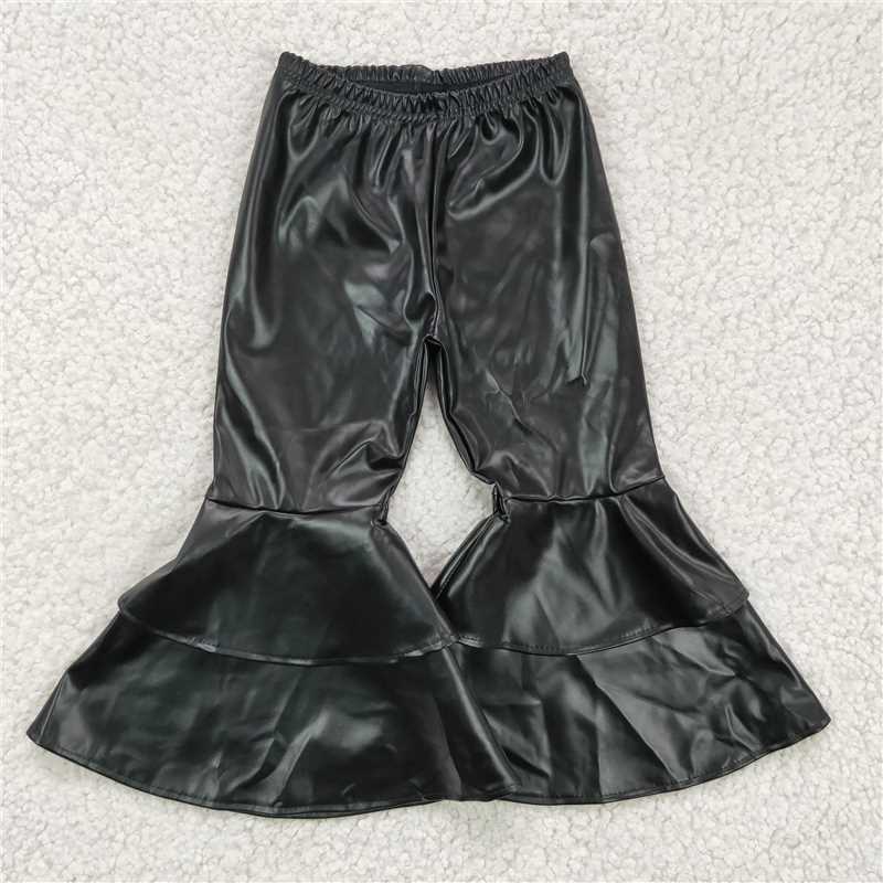P0034 Black double lace leather pants