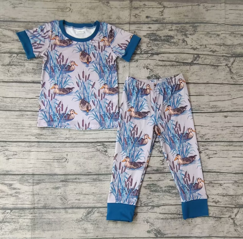 Pre order boys rice ducks blue short sleeve pants