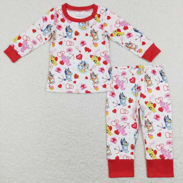 GLP1143 bluey love love balloon love letter red and white long sleeve pants suit