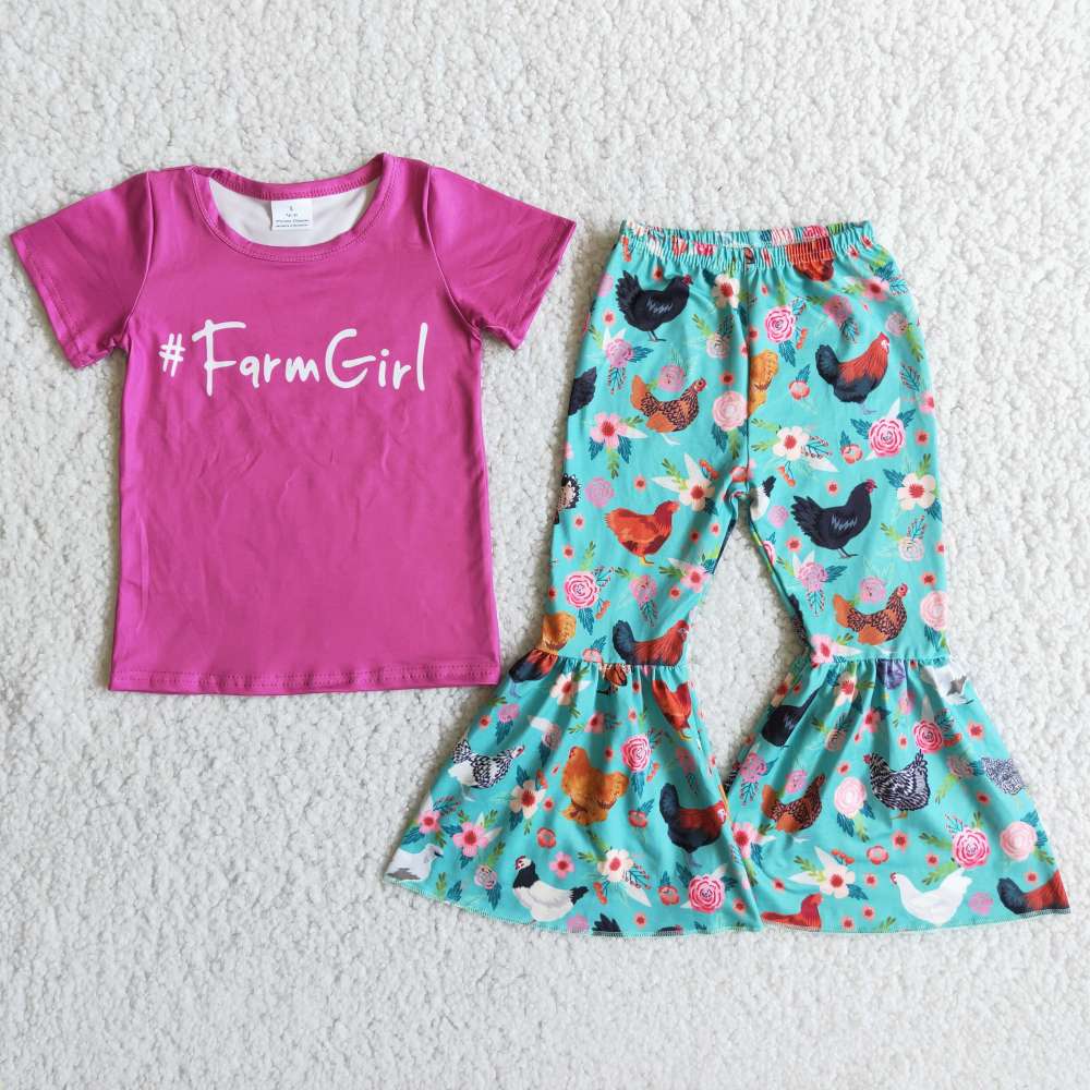 D8-12 farmgirl hen bell pants suit