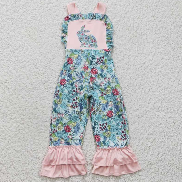 SR0164 Girls Flower Bunny Pink Suspender Bodysuit