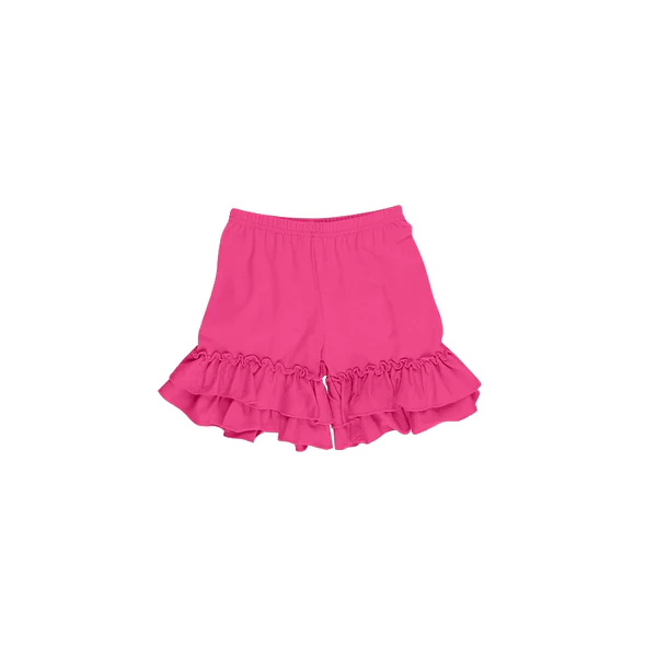 Pre-order hot pink solid cotton ruffle shorts