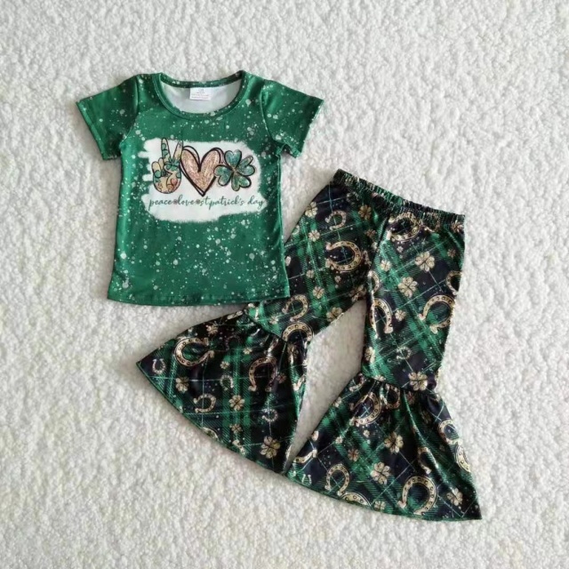 B17-11 Love four-leaf clover short-sleeved + trousers suit