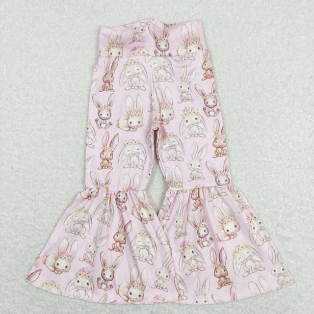 P0387 Flower bunny fur ball tail pink pants