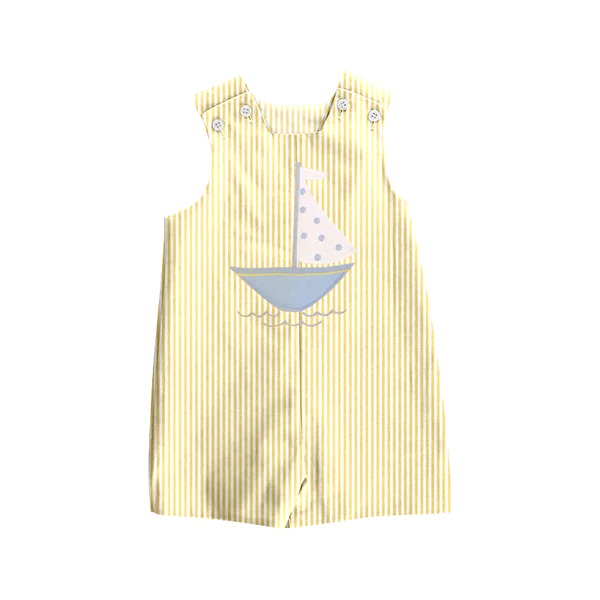 Pre-order yellow stripe sailboat romper