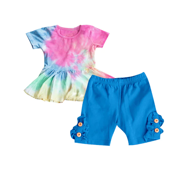 GSSO0641 pre-order baby girl clothes tie dye toddler girl summer outfit