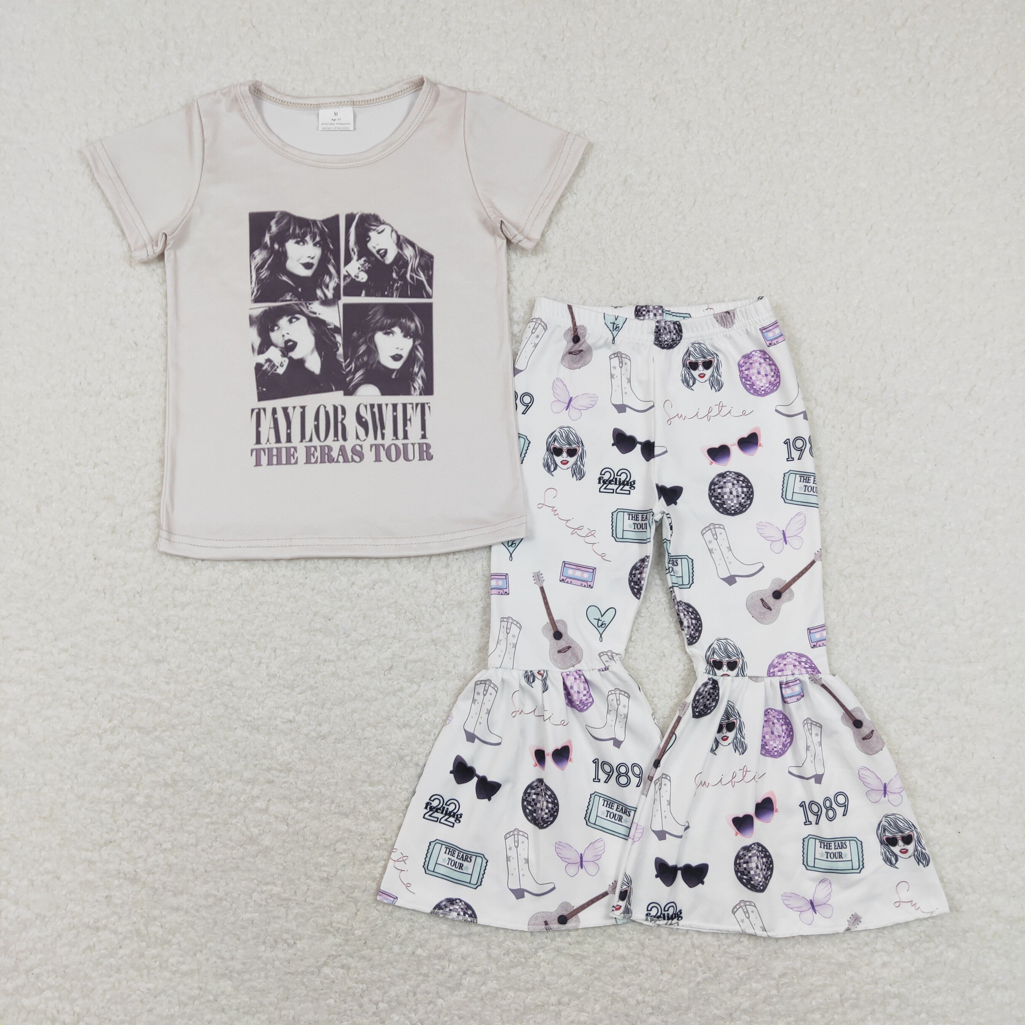 GT0435+P0415 taylor swift beige short-sleeved top1989 butterfly white pants 2 pics suit