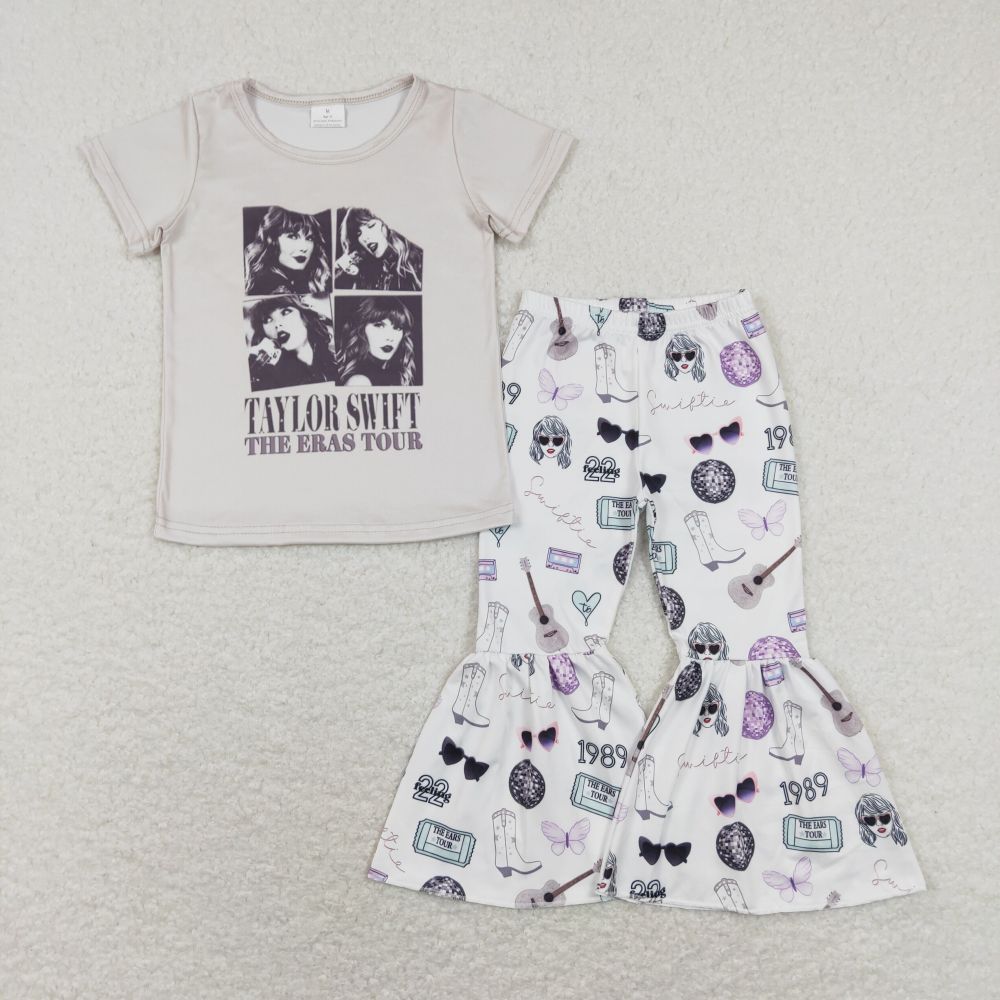 GT0435+P0415 taylor swift beige short-sleeved top1989 butterfly white pants 2 pics suit