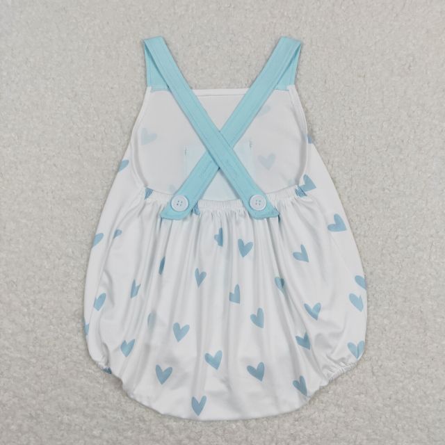 SR0732 Pocket Heart Blue and White Tank Top Bodysuit