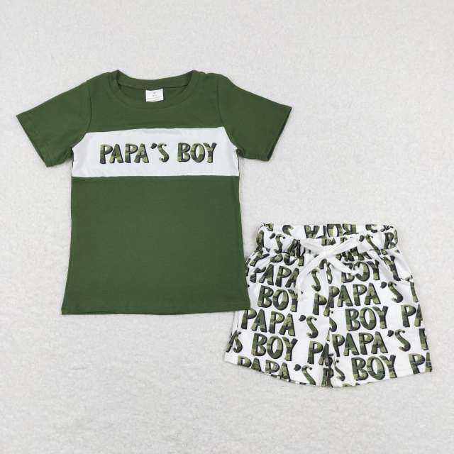 BSSO0512 papa's boy camouflage green short-sleeved beige shorts suit