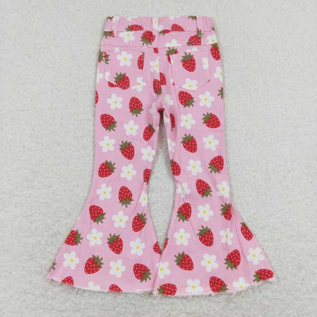P0396 Strawberry Flower Pink Denim jeans