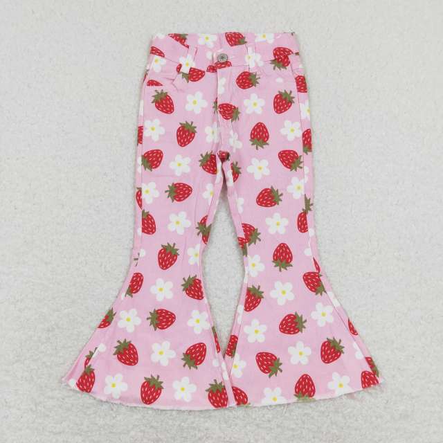 P0396 Strawberry Flower Pink Denim jeans