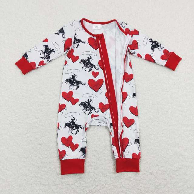 LR0903 Love riding gray red zipper long-sleeved jumpsuit