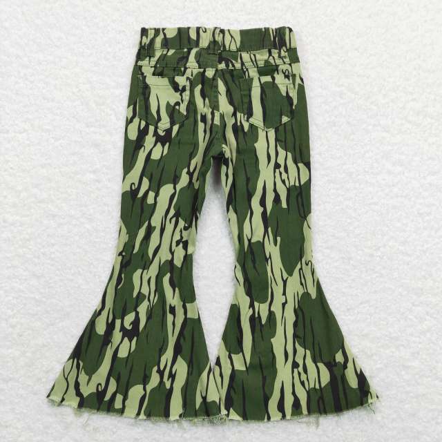 P0372 Camo army green denim long jeans