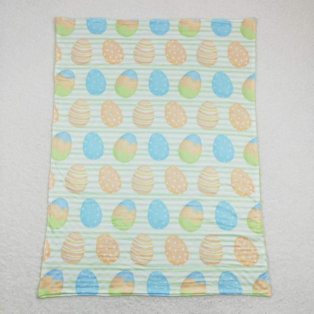 BL0102 Easter egg green and white striped baby blanket