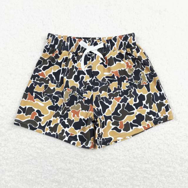 S0235 Brown camouflage beige swimming trunks