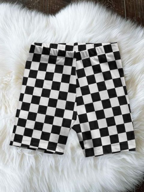 Pre-order kids black and white grid summer shorts