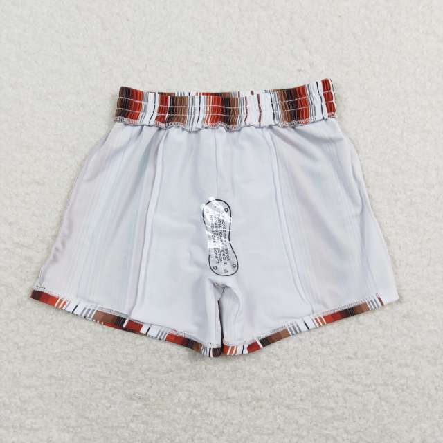S0237 Orange, red, white and brown striped swimming trunks