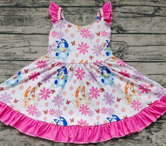 GSD0865 pre-order baby girl clothes cartoon dog pink girl summer dress