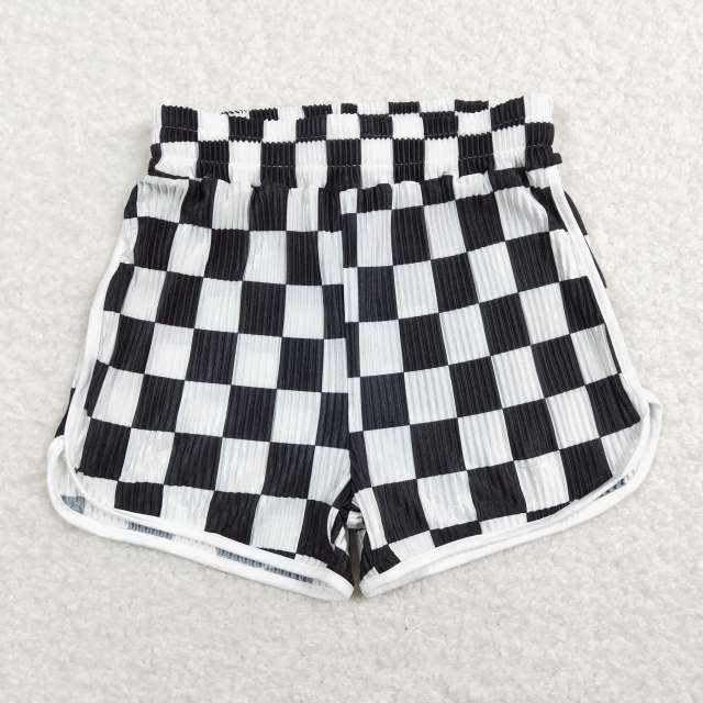 SS0209 Black and white plaid shorts
