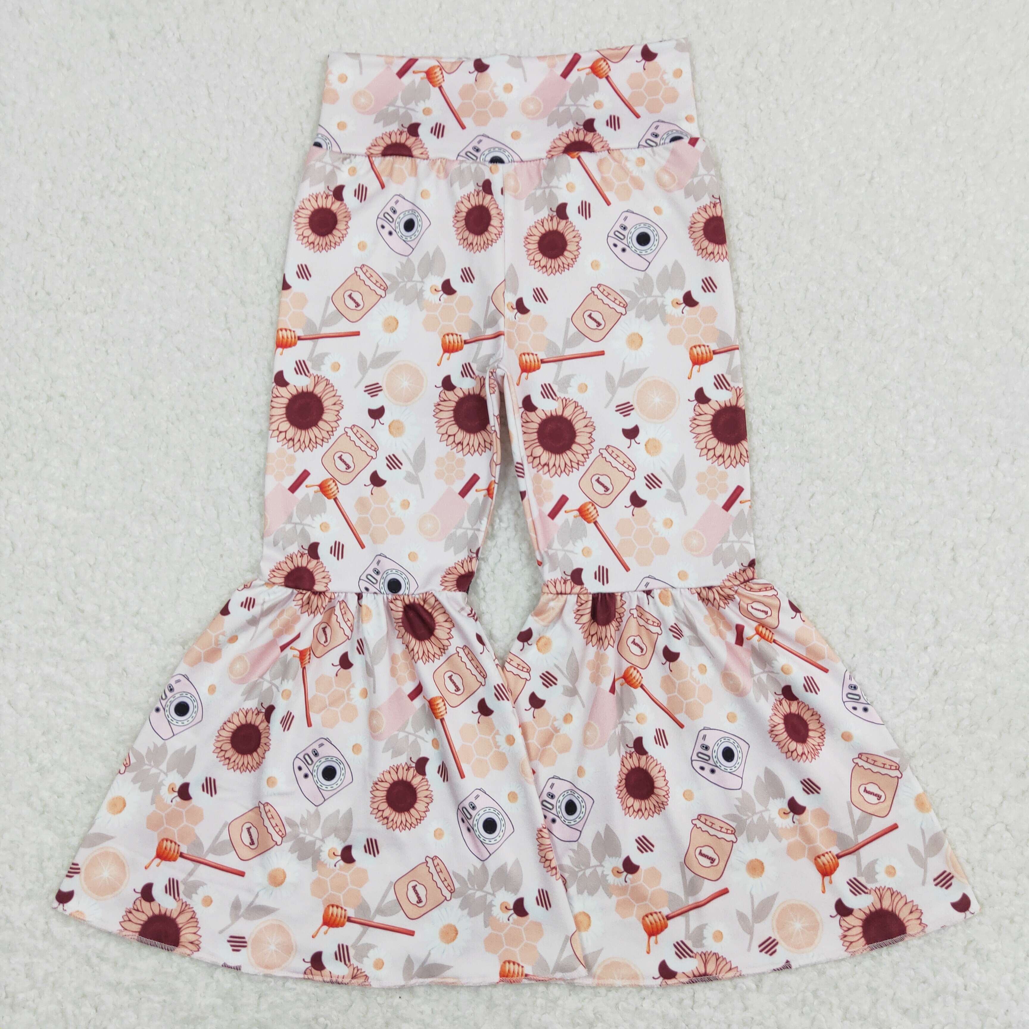 P0262 Sunflower flower camera white pants