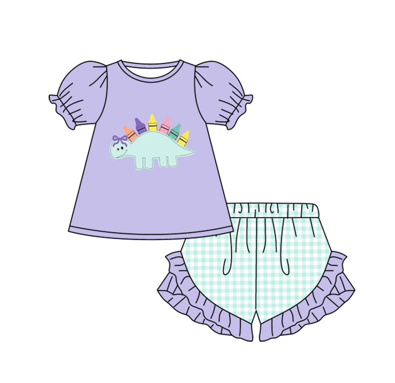 GSSO1032.Pre order  back to school girls Summer cartoon  Outfit （4-5weeks become rts ）
