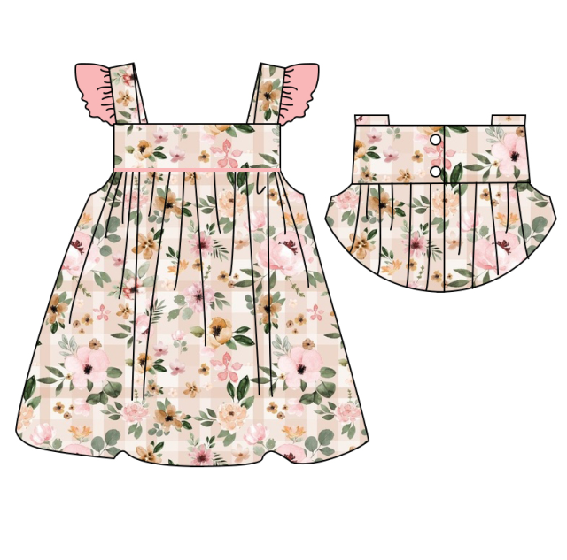 GSD1084 Pro order flower print  summer girl dress（4-5weeks become rts ）