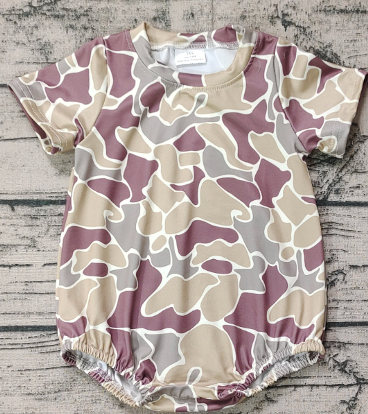 SR1252 boys Camouflage brown and green short-sleeved romper