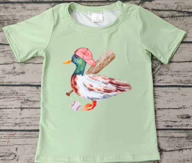 BT0611 Baseball duck green short sleeve top