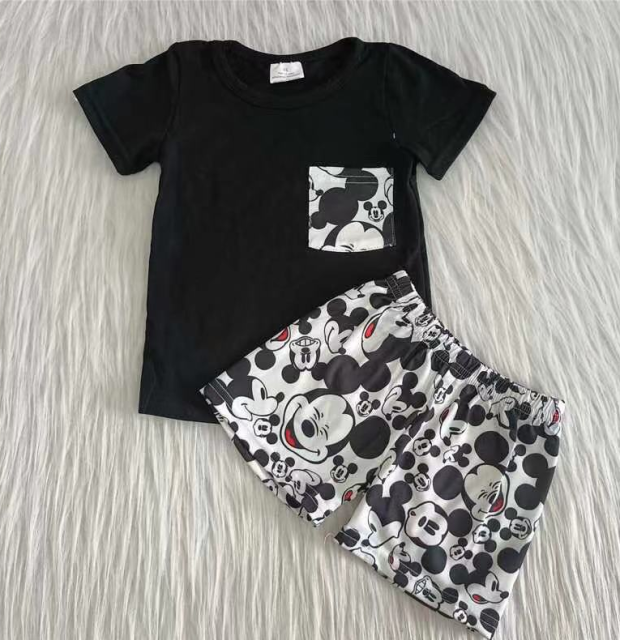 A16-24 Black Short Sleeve  Boy Suit