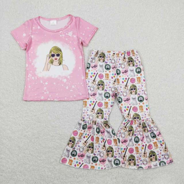 GSPO1441 taylor swift pink and white short-sleeved trousers suit