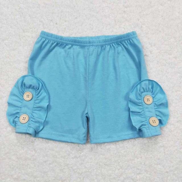 SS0191 Buttoned Blue lace shorts
