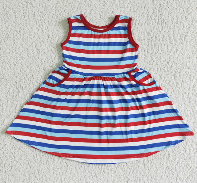 A1-13-2 striped pocket dress