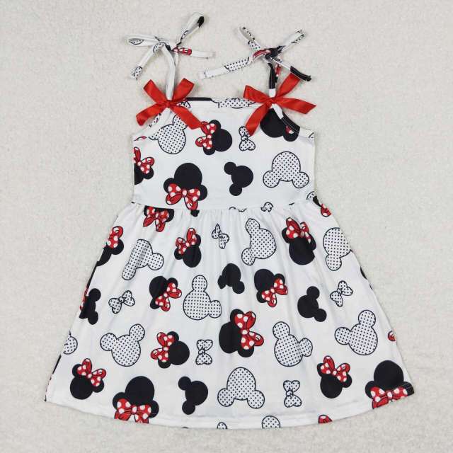 GSD0855 Mickey and Minnie white suspender dress