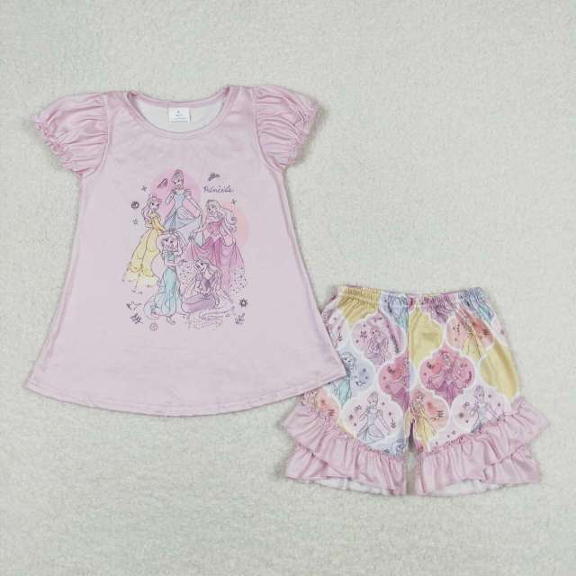 GSSO0821 Disney Princess Pink Short Sleeve Shorts Set