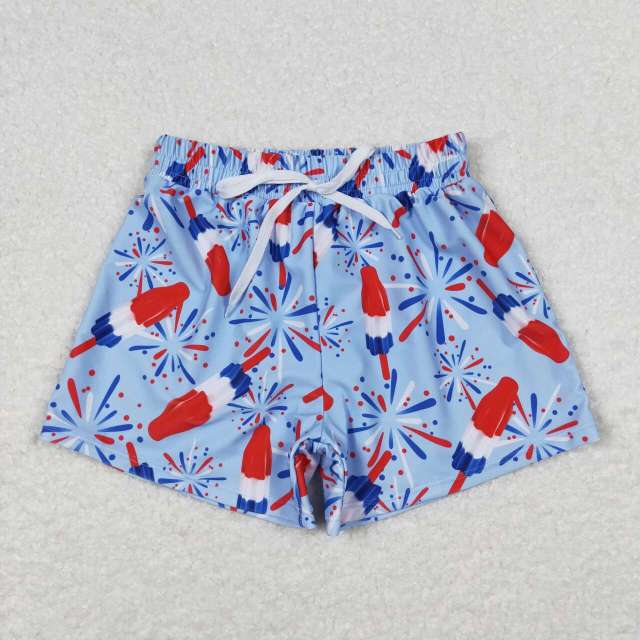 S0336 Fireworks Popsicle Blue Swimming Shorts